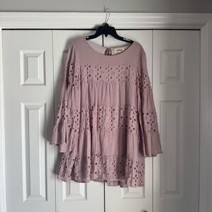 Listicle Dusty Pink Eyelet Tunic